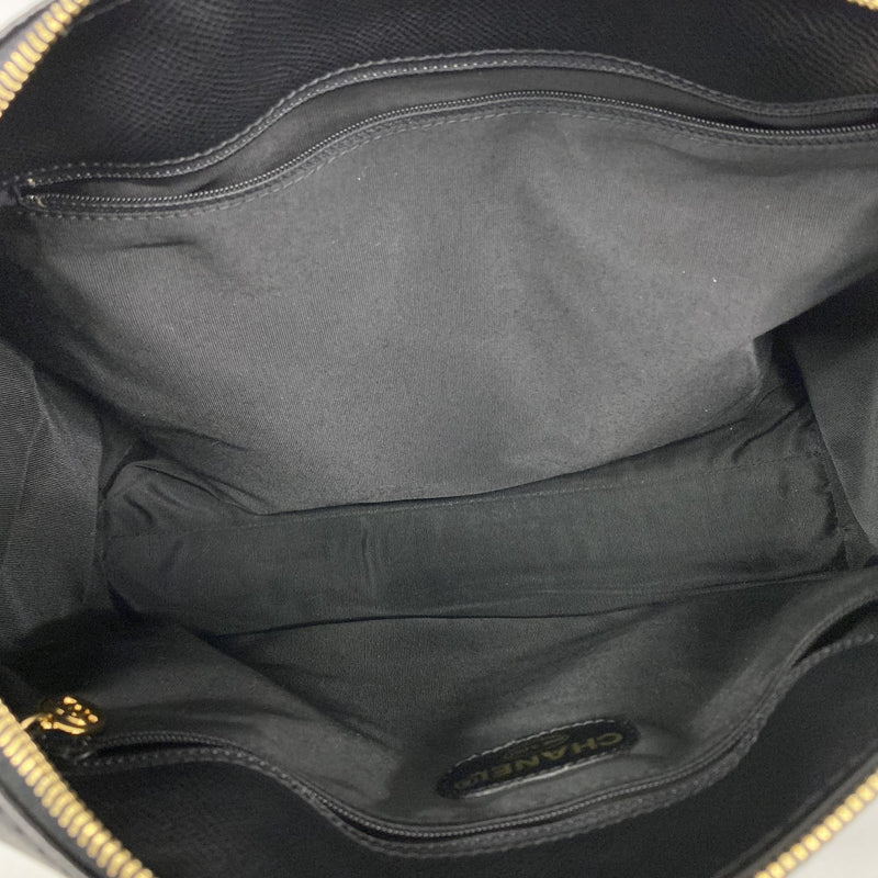 【6ga0127-k】シャネル トートバッグ レザー ブラック ゴールド金具【中古】レディース