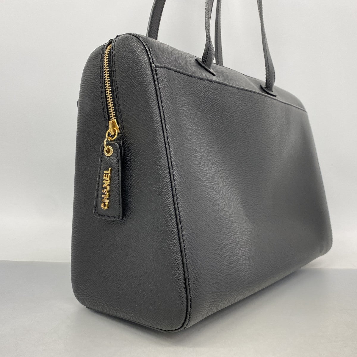 【6ga0127-k】シャネル トートバッグ レザー ブラック ゴールド金具【中古】レディース