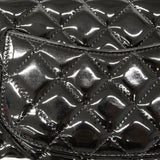【6ga0139-h】シャネル ショルダーバッグ ミニマトラッセ チェーンショルダー パテントレザー ブラック シルバー金具【中古】レディース