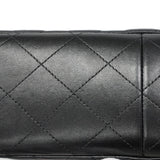 【6ga0142-h】シャネル ショルダーバッグ デカマトラッセ Wフラップ Wチェーン ラムスキン ブラック シルバー金具【中古】レディース