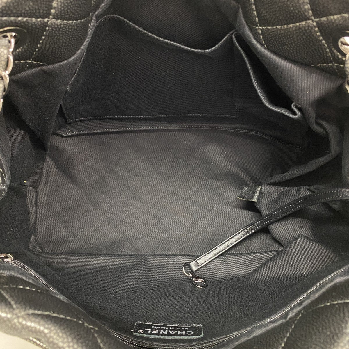 【6ga0151-k】シャネル チェーントート マトラッセ キャビアスキン グレー シルバー金具【中古】レディース