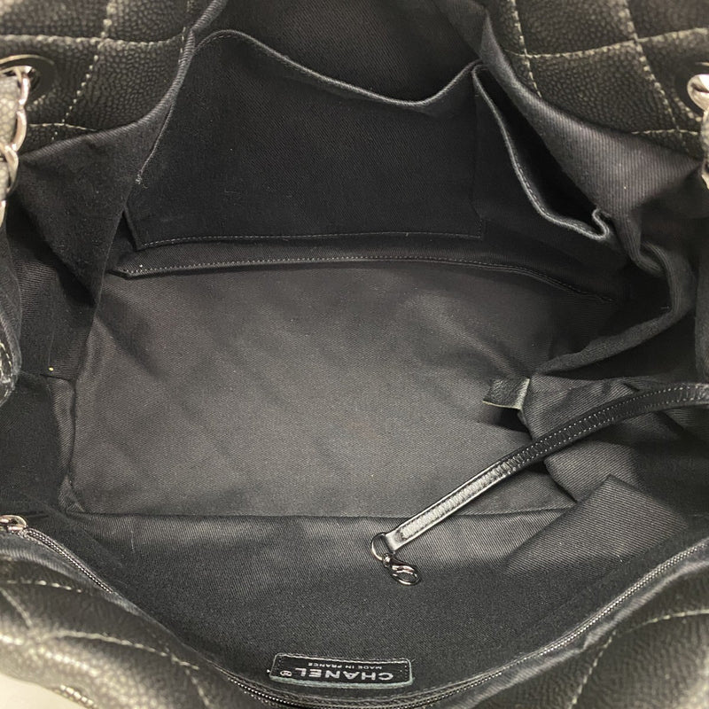 【6ga0151-k】シャネル チェーントート マトラッセ キャビアスキン グレー シルバー金具【中古】レディース