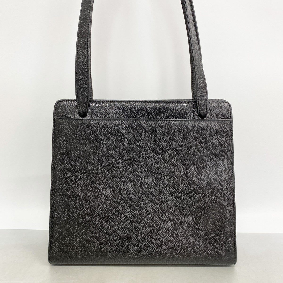 【6ga0152-k】シャネル トートバッグ キャビアスキン ブラック ゴールド金具【中古】レディース