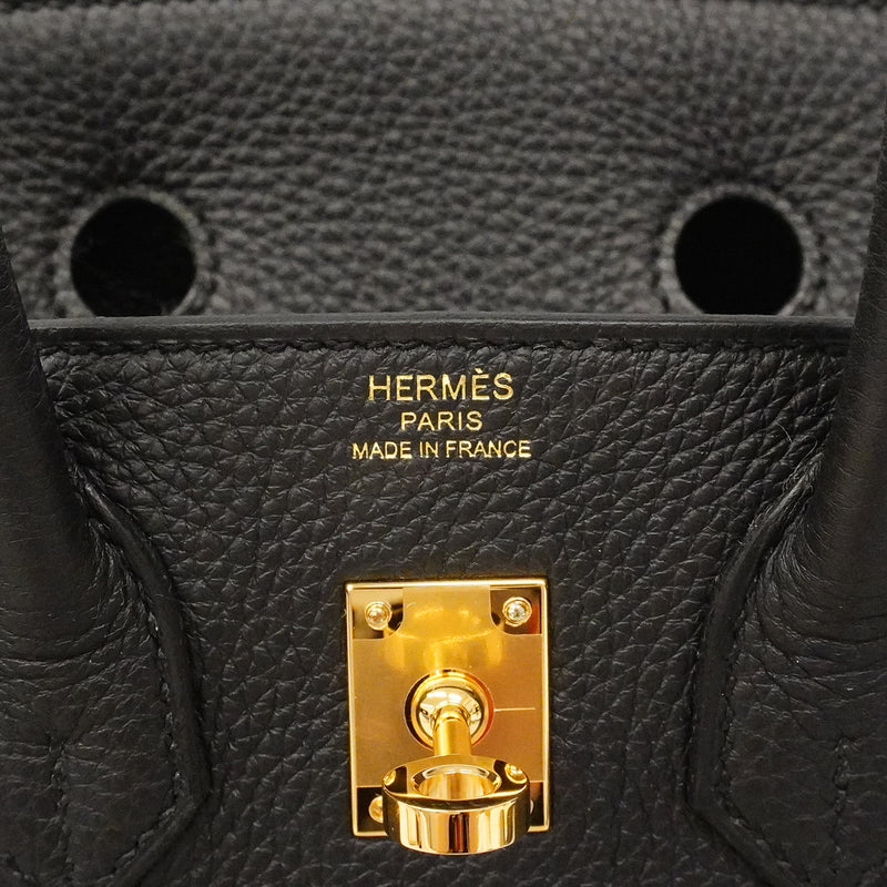 【6ga0154-g】エルメス ハンドバッグ バーキン25 トゴ ブラック ゴールド金具 G刻印【中古】レディース
