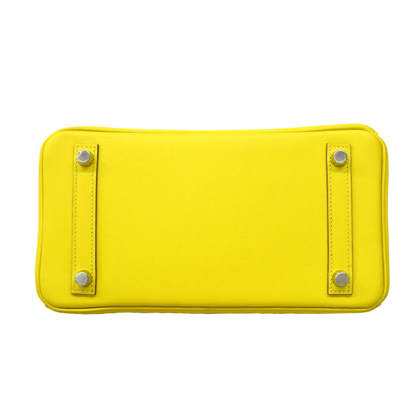 【6ga0155-g】エルメス ハンドバッグ バーキン25 スイフト ライム シルバー金具 W刻印【中古】レディース