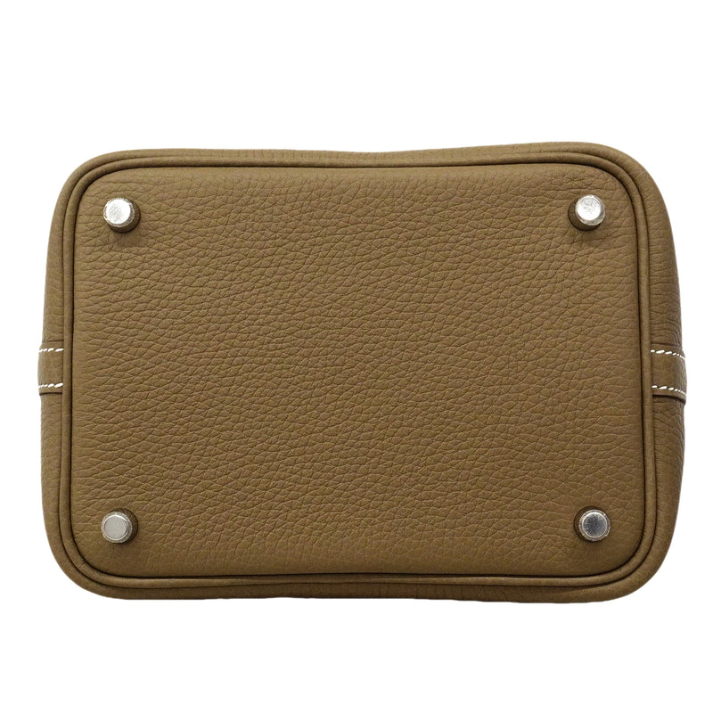 【6ga0156-h】エルメス ハンドバッグ ピコタンロックPM トリヨンクレマンス エトゥープ シルバー金具 K刻印【中古】レディース