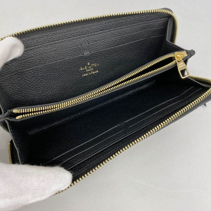 【6ga0169-k】ルイヴィトン 長財布 モノグラム・アンプラント バイカラー ポルトフォイユクレマンス M82338 ブラック ベージュ【中古】レディース