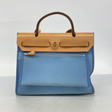 【6ga0175】エルメス ハンドバッグ エールバッグジップPM トワルオフィシエ ブルー シルバー金具 □O刻印 2wayバッグ【中古】レディース