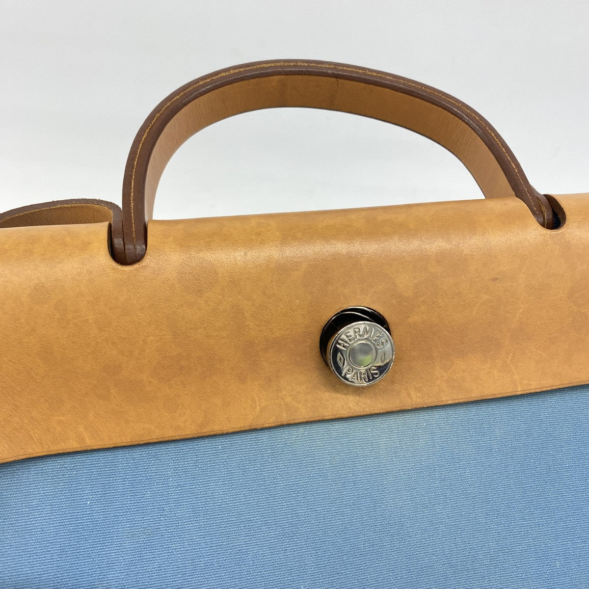 【6ga0175】エルメス ハンドバッグ エールバッグジップPM トワルオフィシエ ブルー シルバー金具 □O刻印 2wayバッグ【中古】レディース