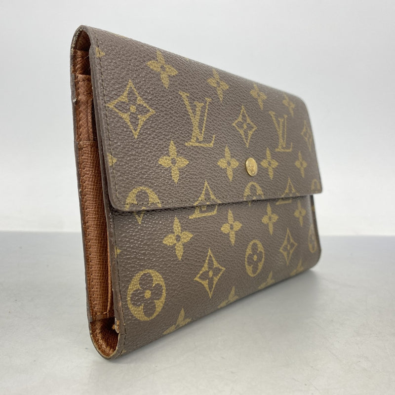 【6ga0182】ルイヴィトン 三つ折り長財布 モノグラム ポシェットパスポール M60135 ブラウン【中古】レディース