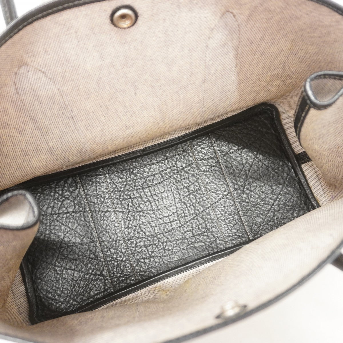 【6ga0185-h】エルメス トートバッグ ガーデンパーティPM トワルアッシュ ブラック シルバー金具 □F刻印【中古】レディース