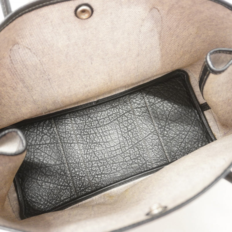 【6ga0185-h】エルメス トートバッグ ガーデンパーティPM トワルアッシュ ブラック シルバー金具 □F刻印【中古】レディース