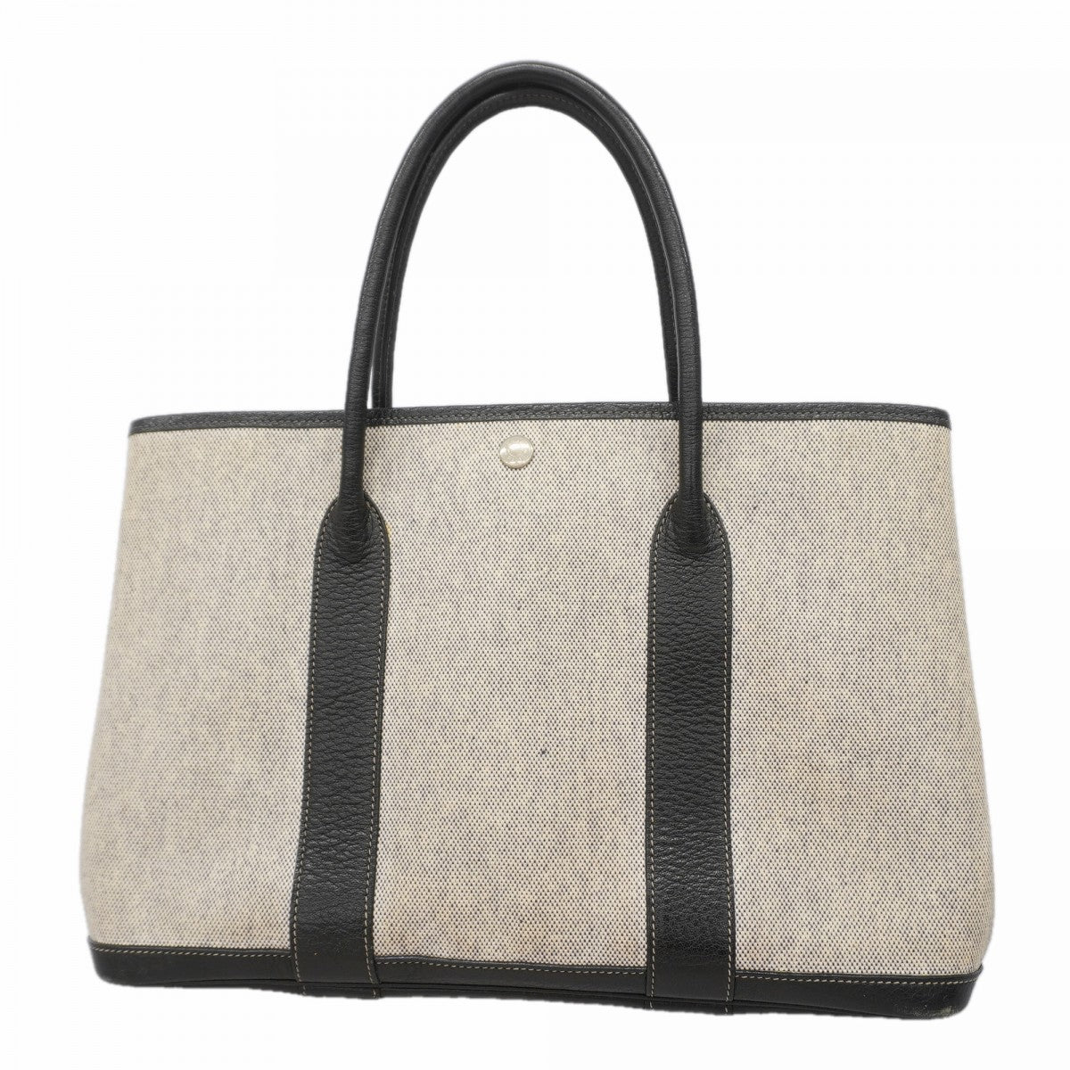【6ga0185-h】エルメス トートバッグ ガーデンパーティPM トワルアッシュ ブラック シルバー金具 □F刻印【中古】レディース
