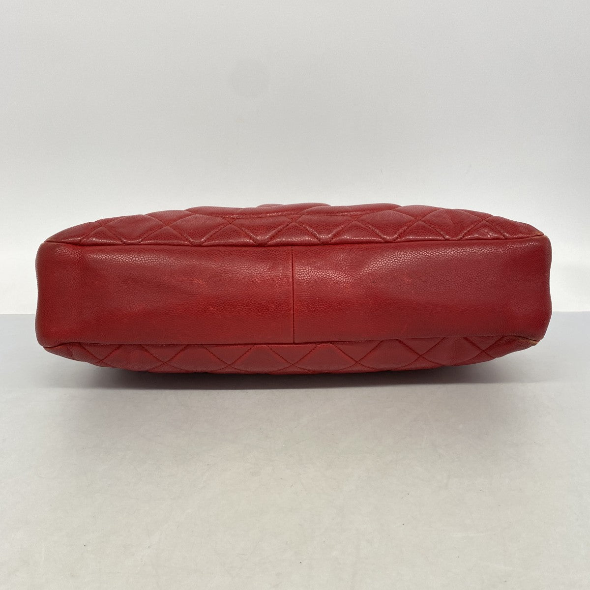 【6ga0190-k】シャネル チェーントート マトラッセ キャビアスキン レッド シルバー金具【中古】レディース