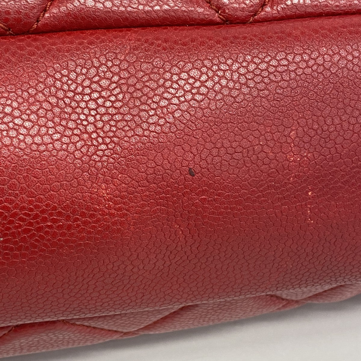 【6ga0190-k】シャネル チェーントート マトラッセ キャビアスキン レッド シルバー金具【中古】レディース