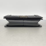 【6ga0191-k】シャネル ショルダーバッグ ボーイシャネル チェーンショルダー パテントレザー ブラック シルバー金具【中古】レディース