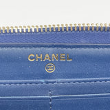 【6ga0192-k】シャネル 長財布 ボーイシャネル ラムスキン ネイビー シャンパンゴールド金具【中古】レディース
