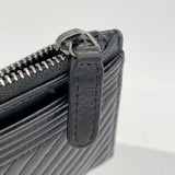 【6ga0193-k】シャネル 長財布 ボーイシャネル/Vステッチ ラムスキン ブラック シルバー金具【中古】レディース