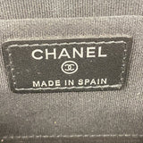 【6ga0193-k】シャネル 長財布 ボーイシャネル/Vステッチ ラムスキン ブラック シルバー金具【中古】レディース