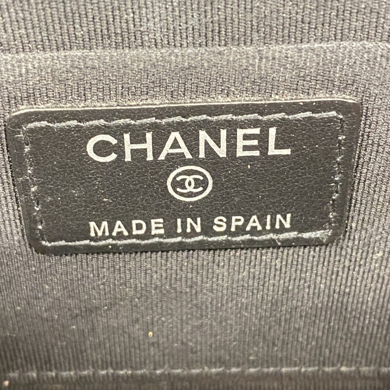 【6ga0193-k】シャネル 長財布 ボーイシャネル/Vステッチ ラムスキン ブラック シルバー金具【中古】レディース