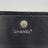 【6ga0210】シャネル 三つ折り財布 パテントレザー ブラック シルバー金具【中古】レディース