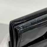 【6ga0210】シャネル 三つ折り財布 パテントレザー ブラック シルバー金具【中古】レディース