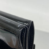 【6ga0210】シャネル 三つ折り財布 パテントレザー ブラック シルバー金具【中古】レディース