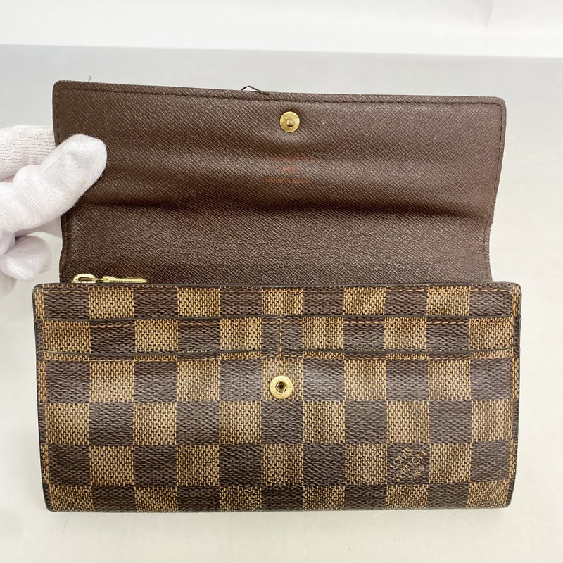 【6ga0225】ルイヴィトン 長財布 ダミエ ポルトフォイユサラ N61734 エベヌ【中古】レディース