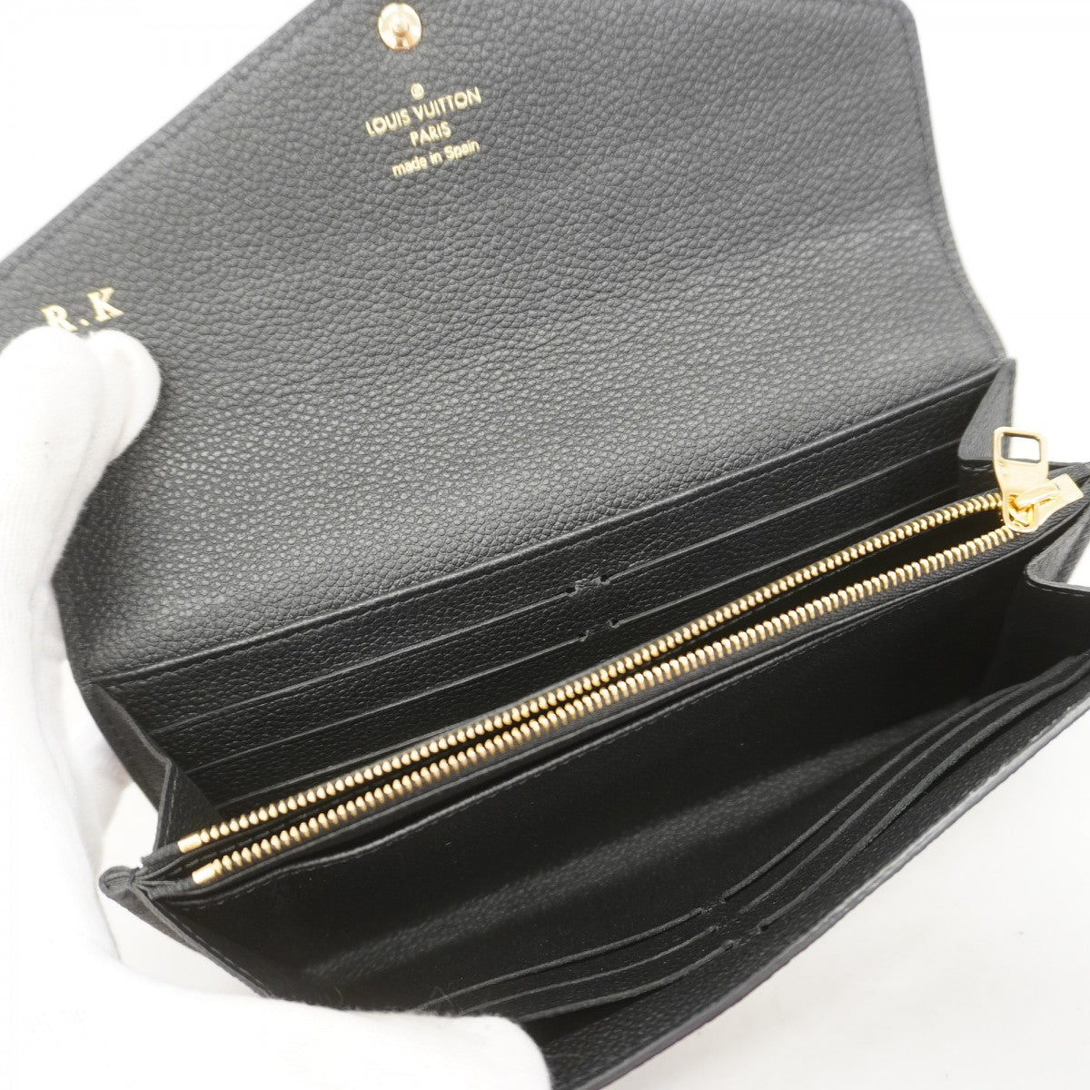 【6ga0241】ルイヴィトン 長財布 モノグラム・アンプラント バイカラー ポルトフォイユサラ M80496 ブラック ベージュ【中古】レディース