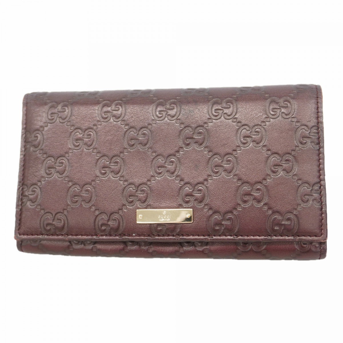 【6ga0243】グッチ 長財布 グッチシマ 244946 レザー ダークブラウン シャンパンゴールド金具【中古】レディース