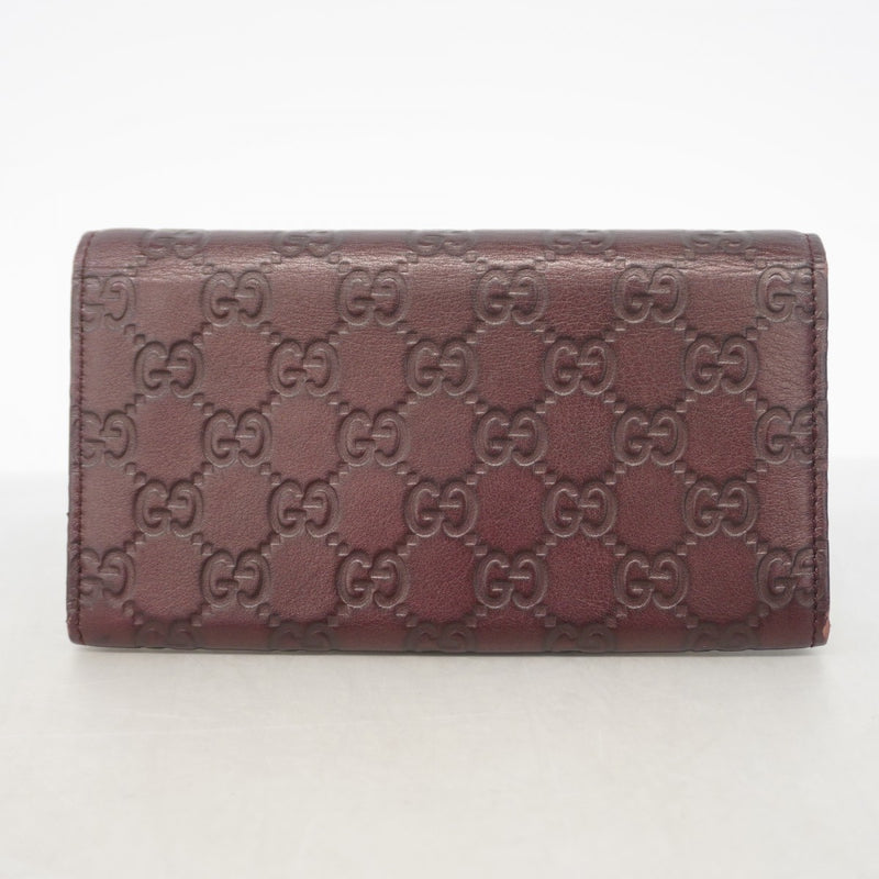 【6ga0243】グッチ 長財布 グッチシマ 244946 レザー ダークブラウン シャンパンゴールド金具【中古】レディース