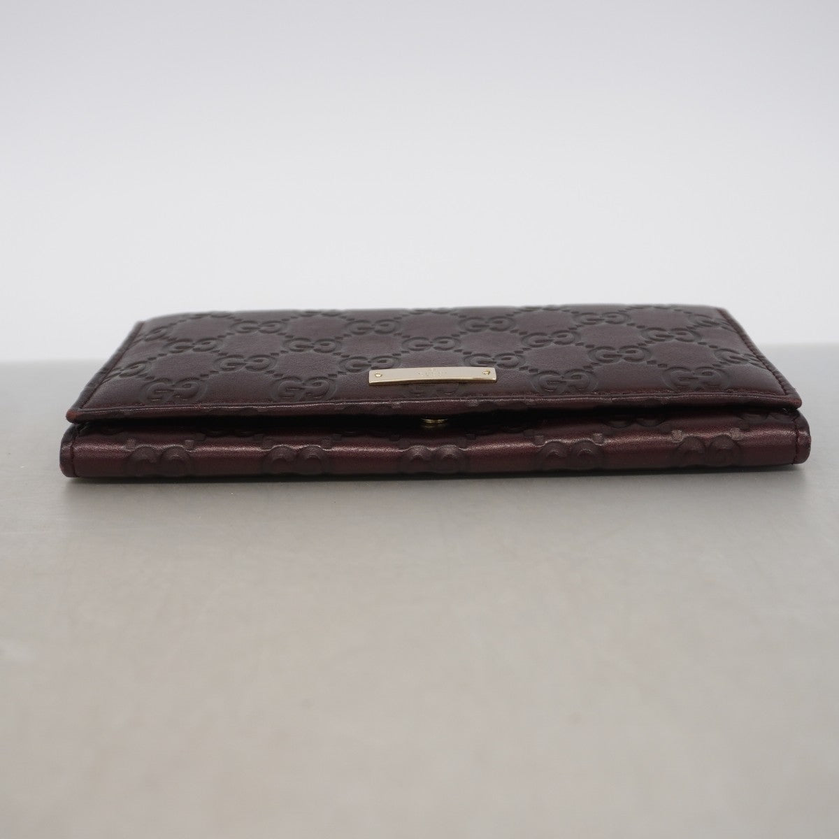 【6ga0243】グッチ 長財布 グッチシマ 244946 レザー ダークブラウン シャンパンゴールド金具【中古】レディース