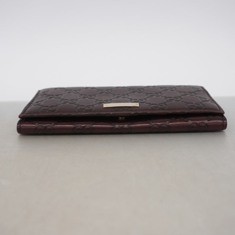 【6ga0243】グッチ 長財布 グッチシマ 244946 レザー ダークブラウン シャンパンゴールド金具【中古】レディース