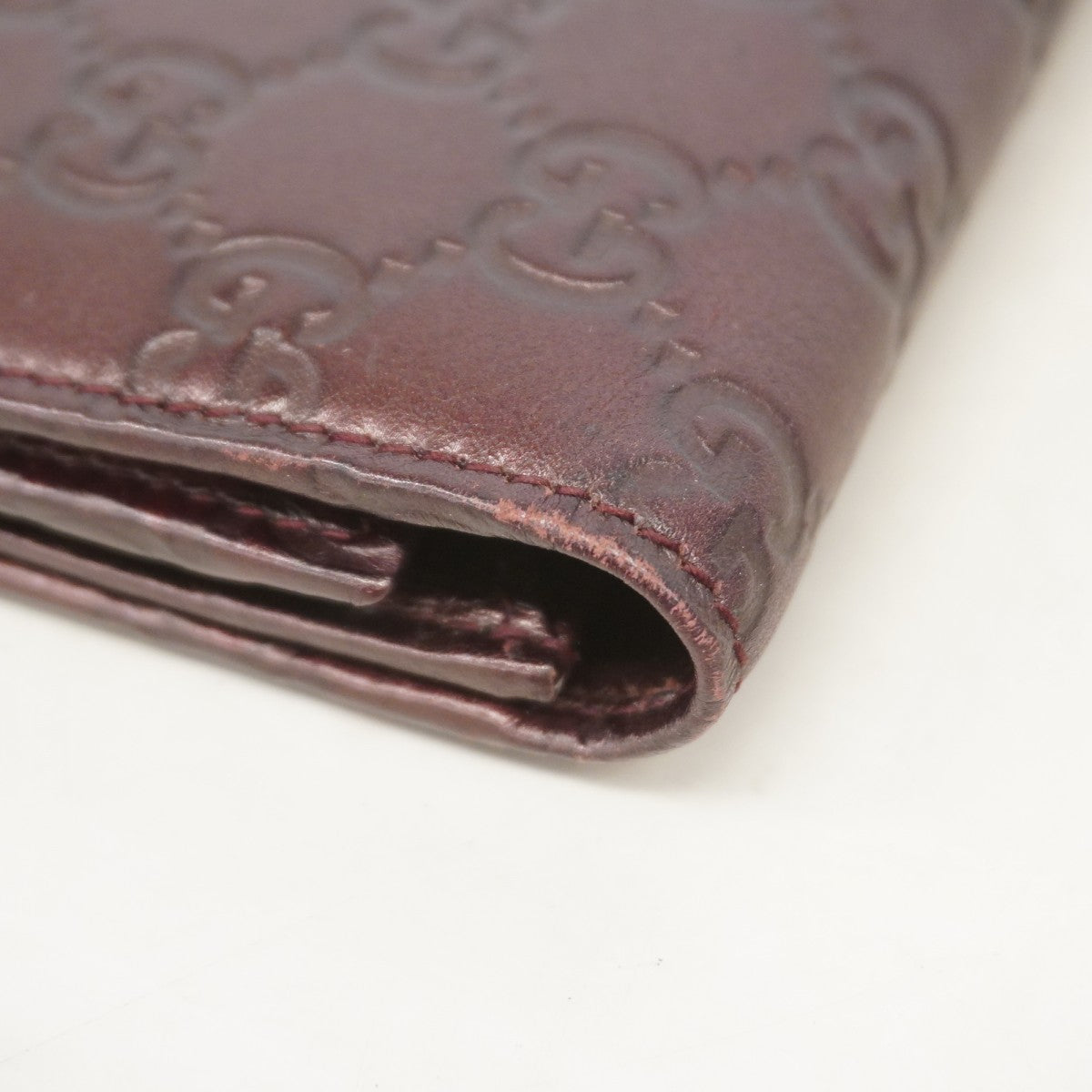 【6ga0243】グッチ 長財布 グッチシマ 244946 レザー ダークブラウン シャンパンゴールド金具【中古】レディース