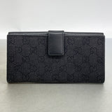【6ga0260】グッチ 長財布 インターロッキングG 278598 デニム レザー ブラック シルバー金具【中古】レディース