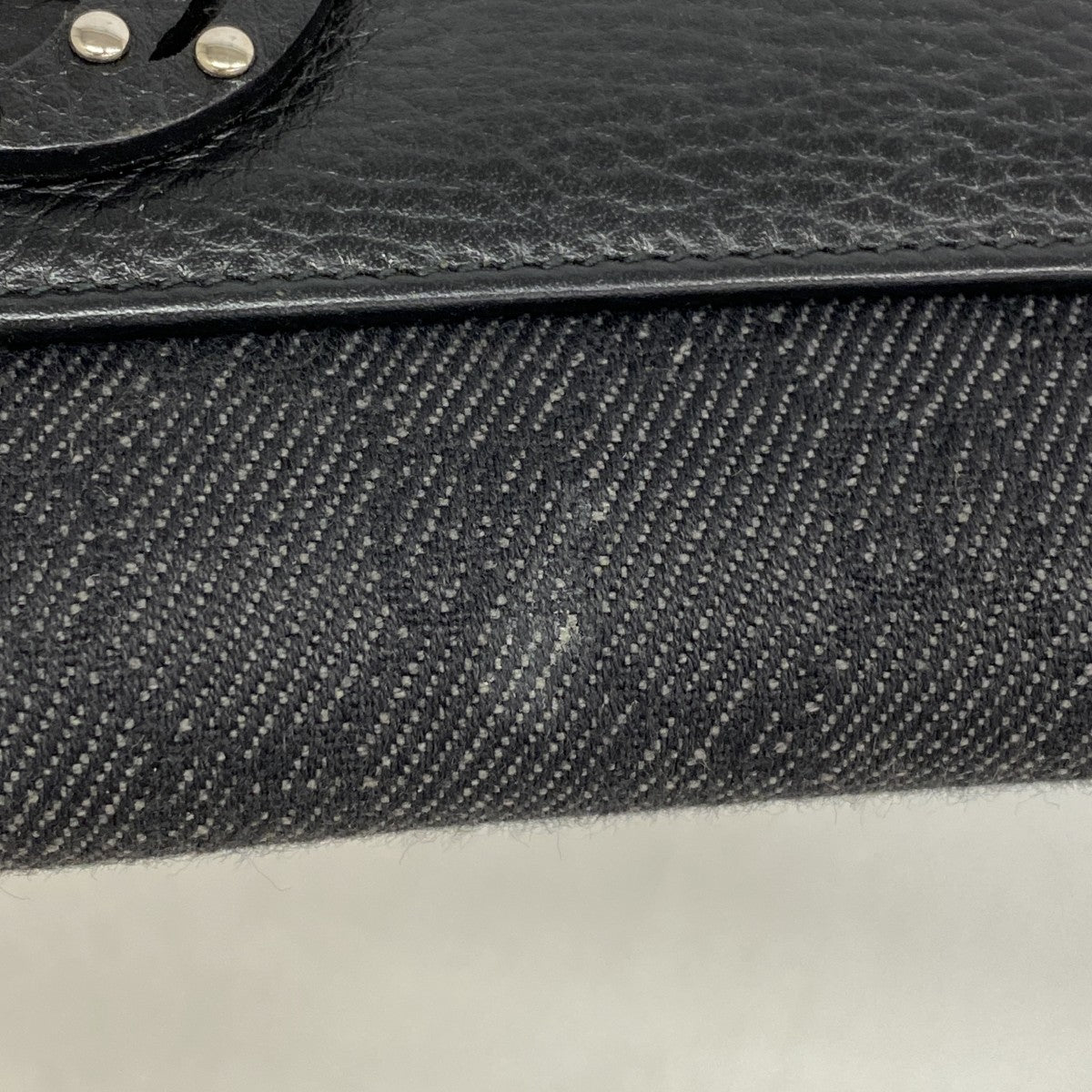 【6ga0260】グッチ 長財布 インターロッキングG 278598 デニム レザー ブラック シルバー金具【中古】レディース