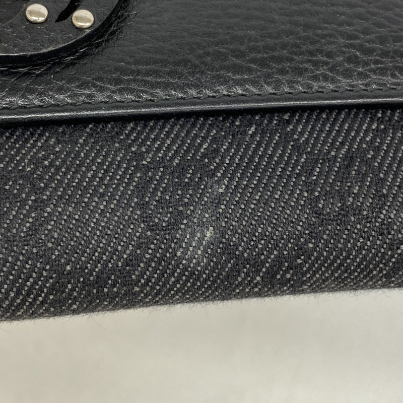 【6ga0260】グッチ 長財布 インターロッキングG 278598 デニム レザー ブラック シルバー金具【中古】レディース