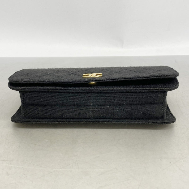 【6ga0262】シャネル ショルダーバッグ マトラッセ チェーンショルダー ジャージ ブラック ゴールド金具【中古】レディース