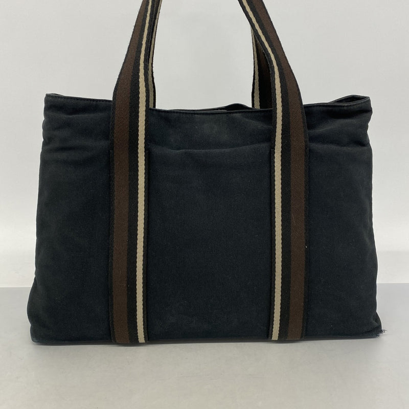 【6ga0270】エルメス トートバッグ トロカホリゾンタルMM キャンバス ブラック ブラウン シルバー金具【中古】メンズ レディース ユニセックス