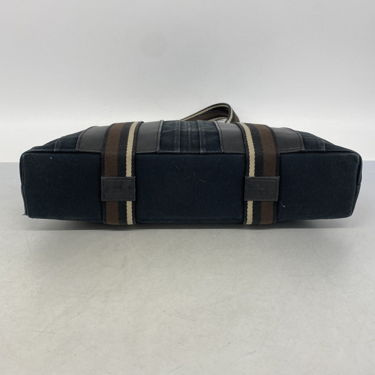【6ga0270】エルメス トートバッグ トロカホリゾンタルMM キャンバス ブラック ブラウン シルバー金具【中古】メンズ レディース ユニセックス