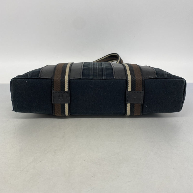 【6ga0270】エルメス トートバッグ トロカホリゾンタルMM キャンバス ブラック ブラウン シルバー金具【中古】メンズ レディース ユニセックス