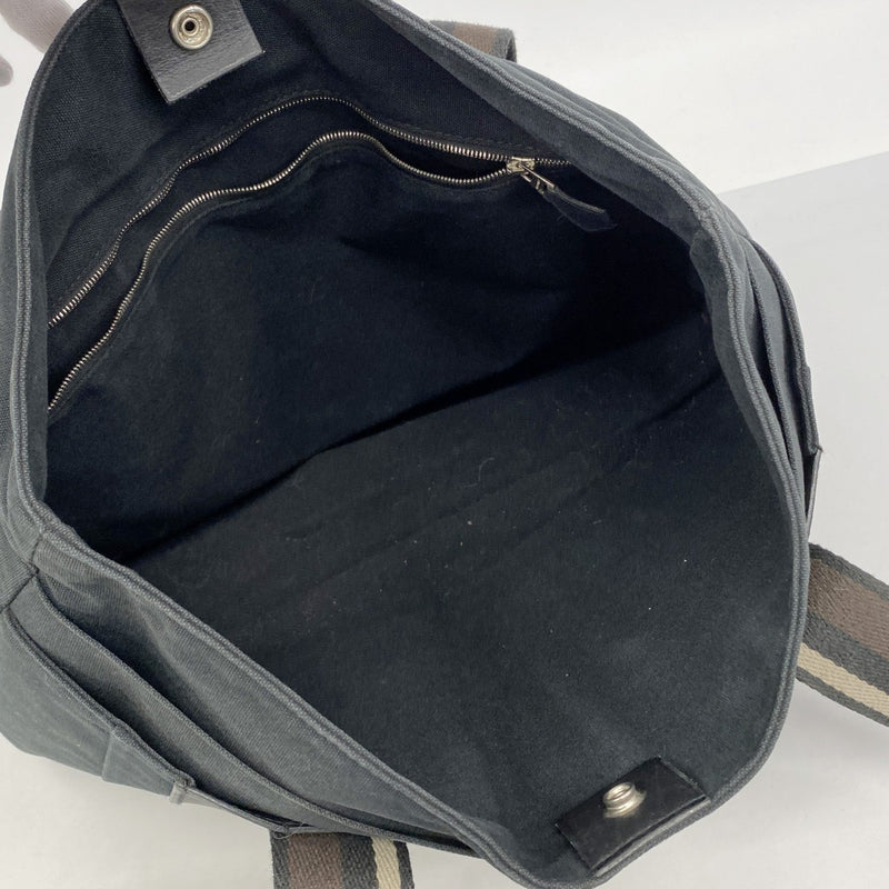 【6ga0270】エルメス トートバッグ トロカホリゾンタルMM キャンバス ブラック ブラウン シルバー金具【中古】メンズ レディース ユニセックス