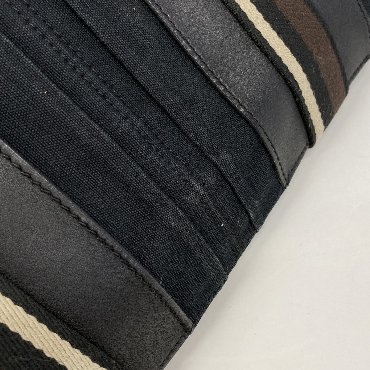 【6ga0270】エルメス トートバッグ トロカホリゾンタルMM キャンバス ブラック ブラウン シルバー金具【中古】メンズ レディース ユニセックス