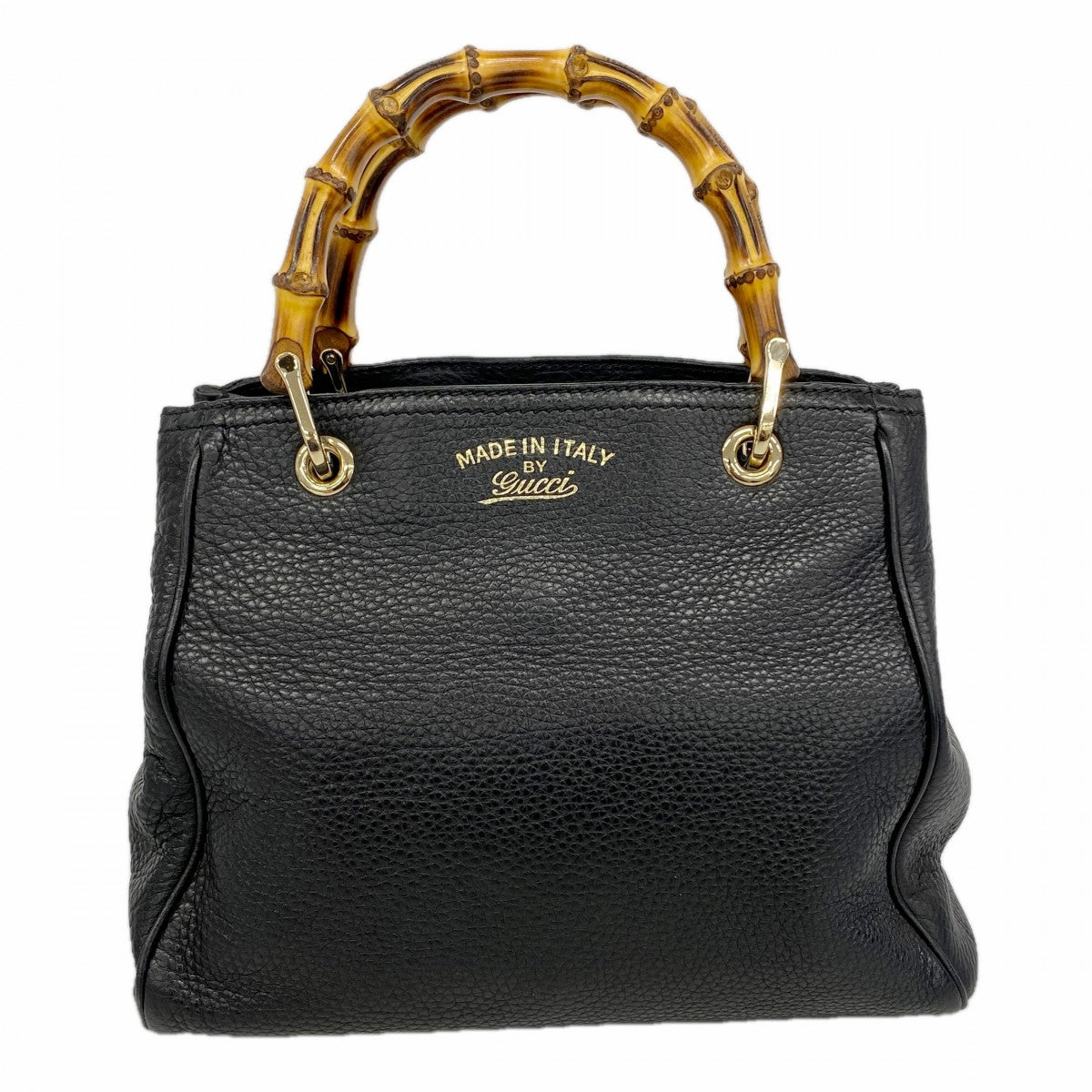 【6ga0272】グッチ ハンドバッグ バンブー 336032 レザー ブラック シャンパンゴールド金具【中古】レディース
