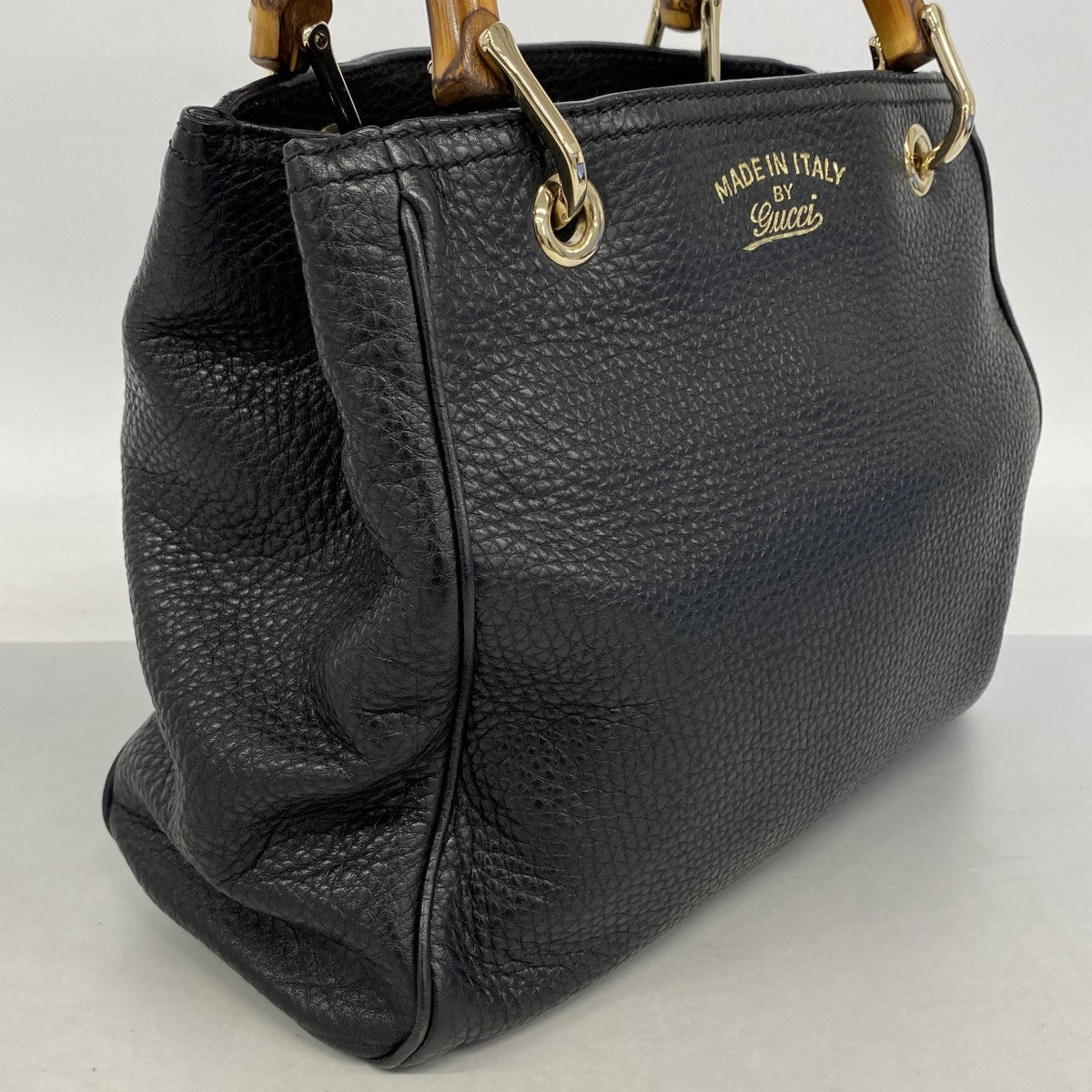 【6ga0272】グッチ ハンドバッグ バンブー 336032 レザー ブラック シャンパンゴールド金具【中古】レディース