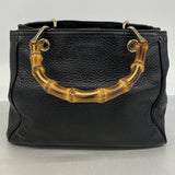【6ga0272】グッチ ハンドバッグ バンブー 336032 レザー ブラック シャンパンゴールド金具【中古】レディース