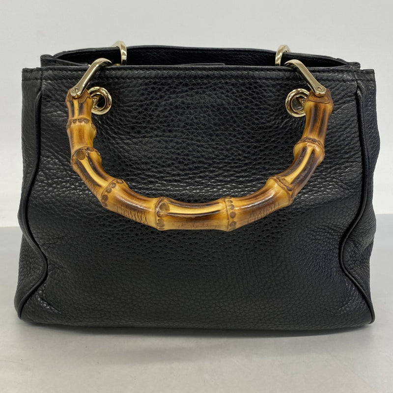 【6ga0272】グッチ ハンドバッグ バンブー 336032 レザー ブラック シャンパンゴールド金具【中古】レディース