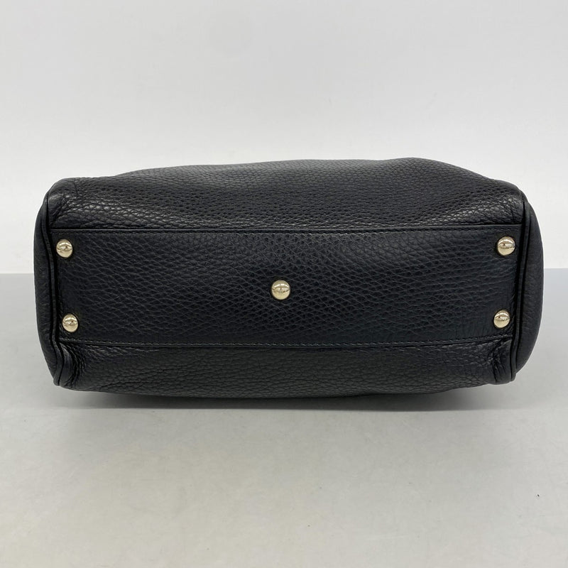 【6ga0272】グッチ ハンドバッグ バンブー 336032 レザー ブラック シャンパンゴールド金具【中古】レディース