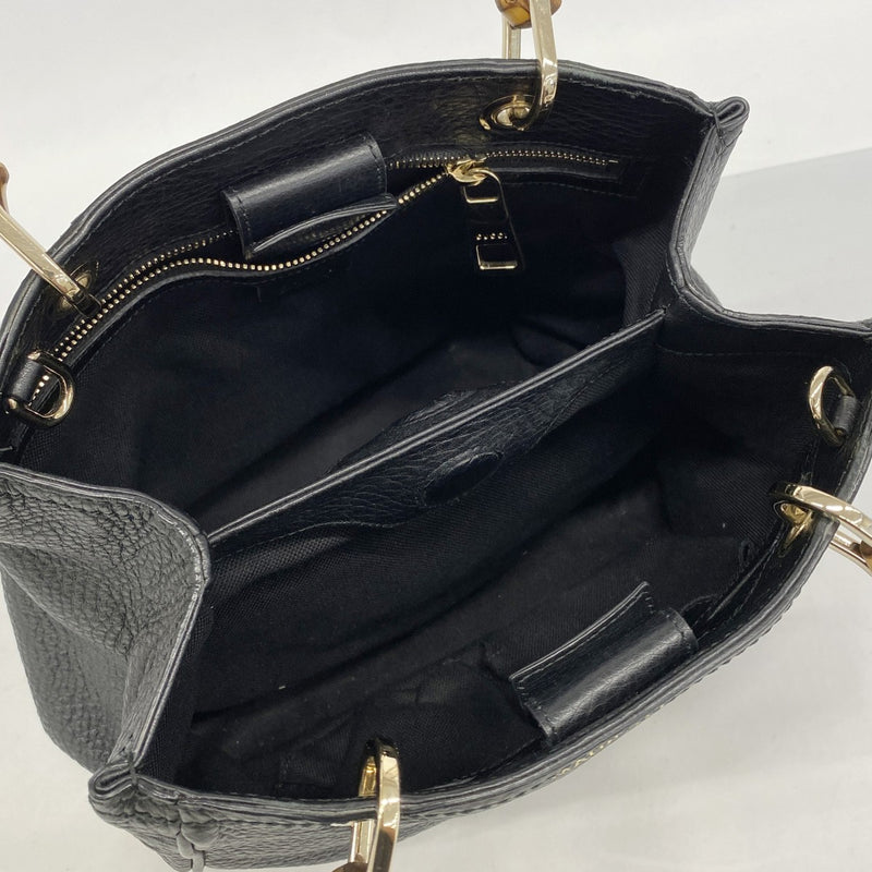 【6ga0272】グッチ ハンドバッグ バンブー 336032 レザー ブラック シャンパンゴールド金具【中古】レディース