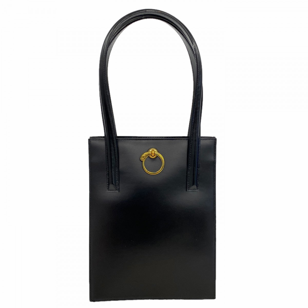 【6ga0273】カルティエ トートバッグ パンテール レザー ブラック ゴールド金具【中古】レディース